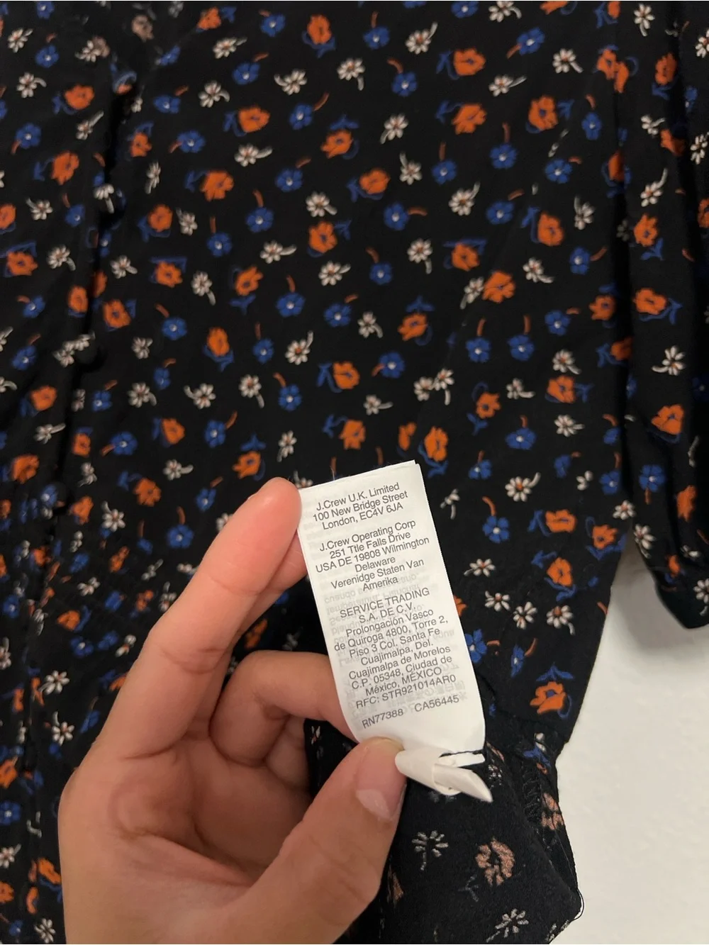 Madewell Flower Garden Floral Peplum Wrap Top Black Orange Blue Short Sleeve Sz4